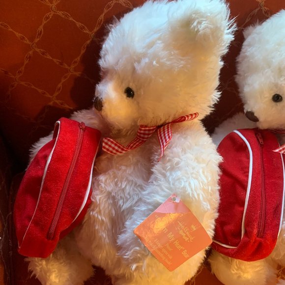 COPY - 2 Hallmark "From My Heart" White Bear Plush/Heart Gift Zip Bag - Picture 13 of 16